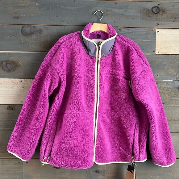 The North Face 2XL Extreme Pile Full Zip Fleece Jacket Purple Cactus Flower NWT - Picture 2 of 12